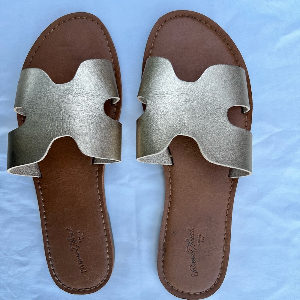 Women's Gold Slide Sandals